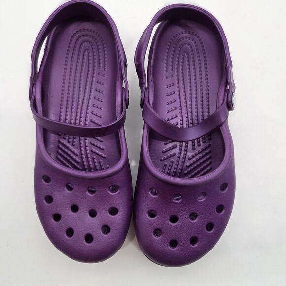 Crocs Karin Clogs Mary Jane Double Strap Purple Grape Women's Sz 8 Comfort - Picture 2 of 7